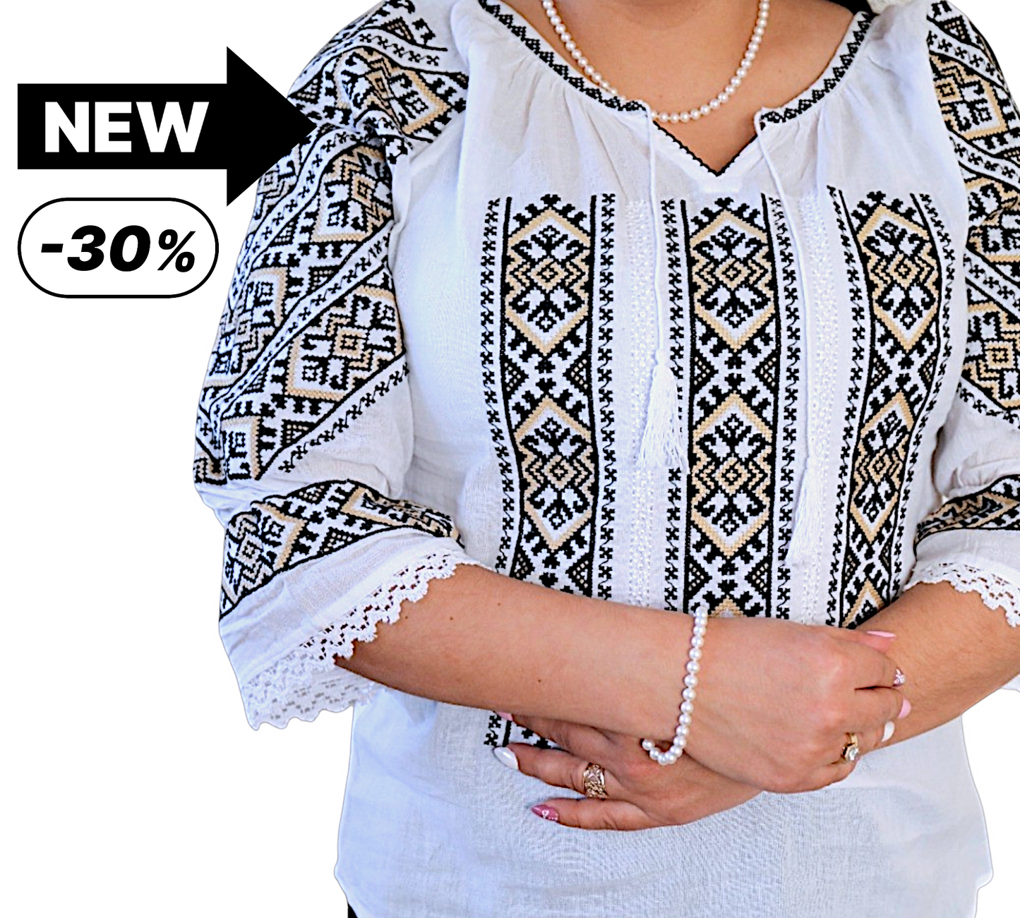 Women's Romanian cotton blouse