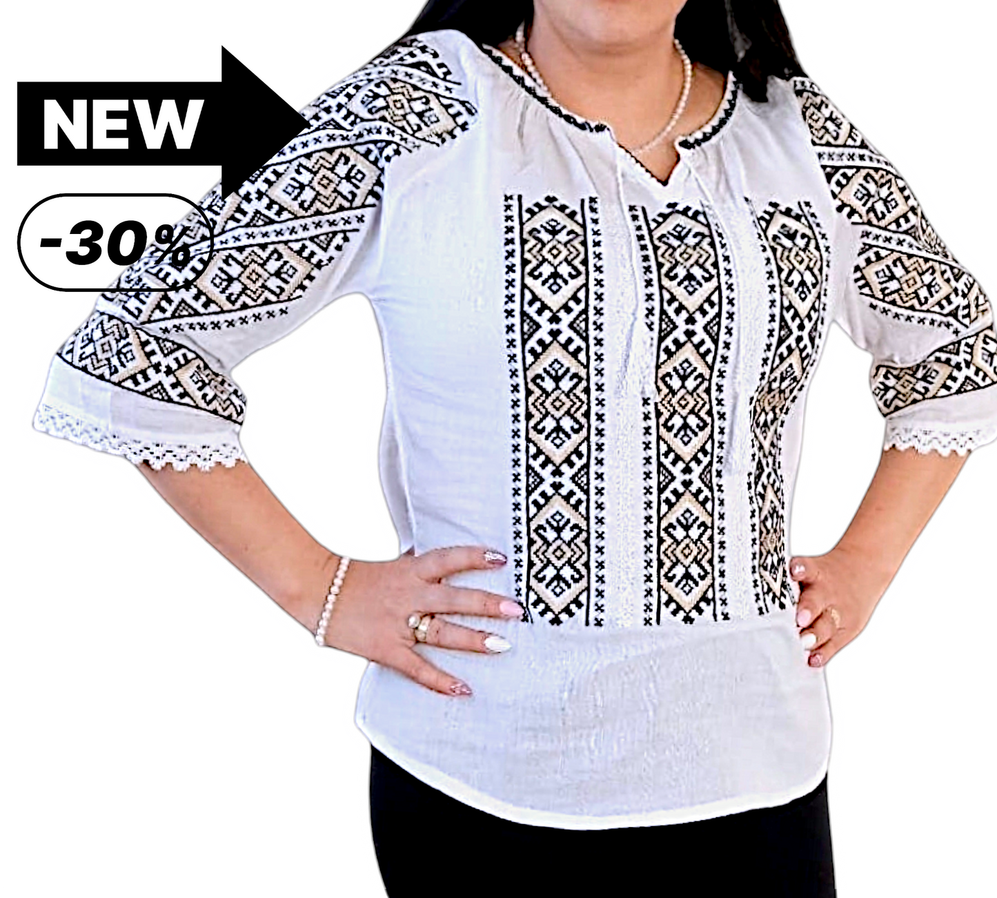 Women's Romanian cotton blouse