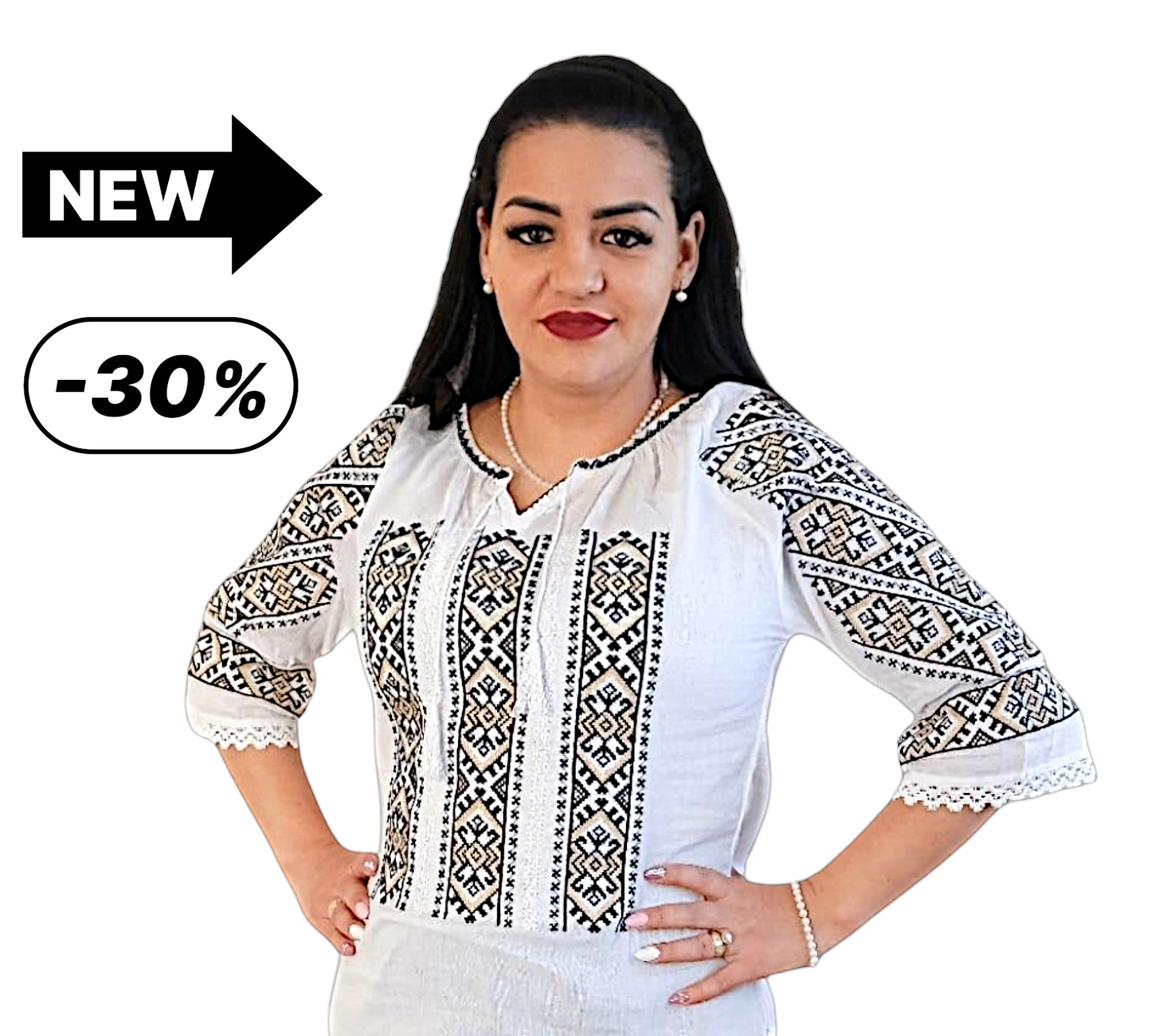 Women's Romanian cotton blouse